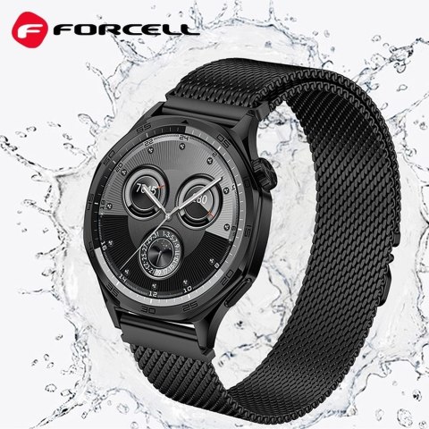Pasek do Samsung Galaxy Watch Forcell F-Design FS10 magnetyczny stal 22 mm czarny