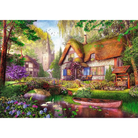 Puzzle - 1000 Premium Plus - Tea Time: Urocza chatka w lesie - Trefl 10804