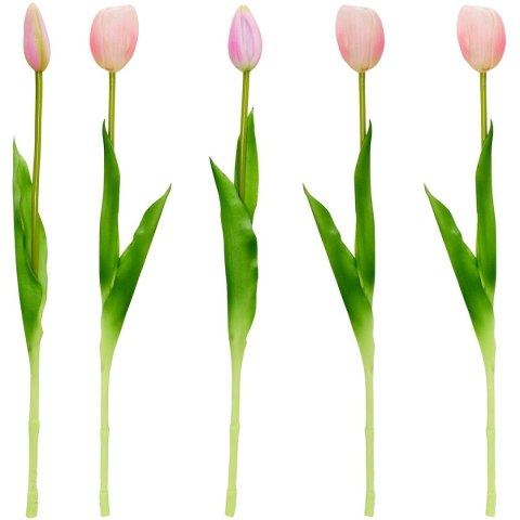 BUKIET 5 TULIPANÓW JASNO RÓŻOWYCH 39CM JAK ŻYWYCH DEKORACJA WIOSENNA