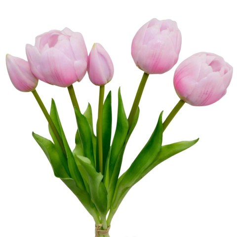 BUKIET 5 TULIPANÓW PIWONIOWYCH RÓŻOWYCH 39CM JAK ŻYWYCH DEKORACJA WIOSENNA