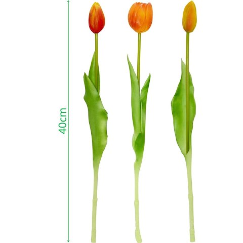 BUKIET 5 TULIPANÓW POMARAŃCZOWYCH 39CM JAK ŻYWYCH DEKORACJA WIOSENNA