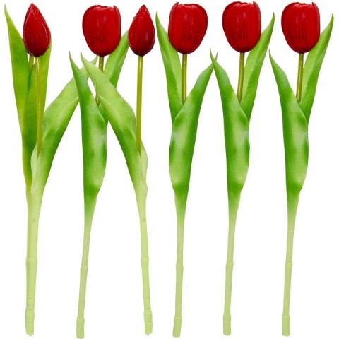 BUKIET 7 TULIPANÓW CZERWONYCH 31CM JAK ŻYWYCH DEKORACJA WIOSENNA