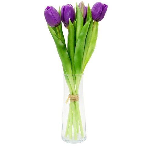 BUKIET 7 TULIPANÓW FIOLETOWYCH 31CM JAK ŻYWYCH DEKORACJA WIOSENNA