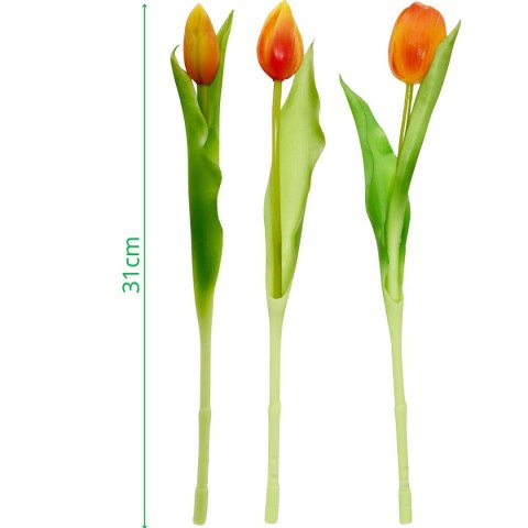 BUKIET 7 TULIPANÓW POMARAŃCZOWYCH 31CM JAK ŻYWYCH DEKORACJA WIOSENNA