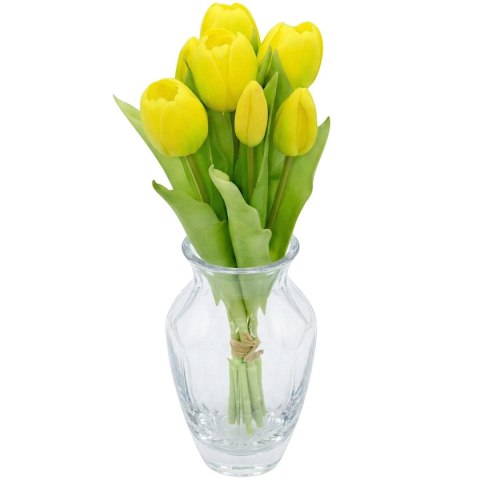 BUKIET 7 TULIPANÓW ŻÓŁTYCH 31CM JAK ŻYWYCH DEKORACJA WIOSENNA