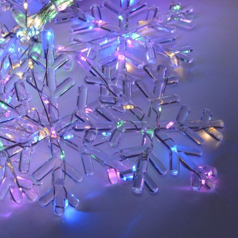 LAMPKI CHOINKOWE KURTYNA ŚWIETLNA 200x200 CM 408LED PŁATKI ŚNIEGU MULTIKOLOR