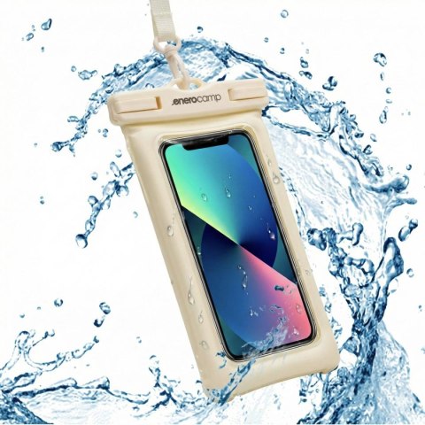 WODOODPORNE ETUI POKROWIEC NA TELEFON 12X22CM TPU PŁYWAJĄCE ENERO CAMP KREMOWE