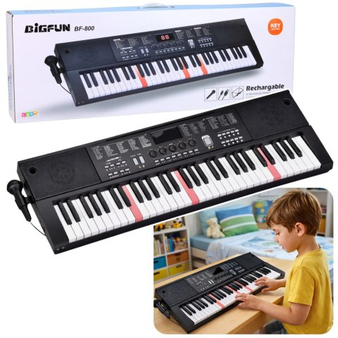 Keyboard Pianinko Elektryczne Z Mikrofonem 200 Brzmień 61 Klawiszy 78cm