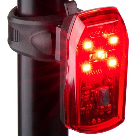 LAMPKA ROWEROWA NA TYŁ 5 LED FUNKCJA STOP CERTYFIKAT DUNLOP