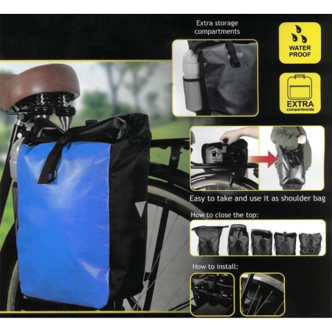 SAKWA TORBA ROWEROWA WODOSZCZELNA TYLNIA NA BAGAŻNIK NIEBIESKA 15L DUNLOP