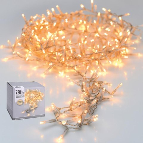LAMPKI CHOINKOWE ŁAŃCUCH ŚWIETLNY 720 LED CIEPŁY BIAŁY PRZEŹROCZYSTY PRZEWÓD