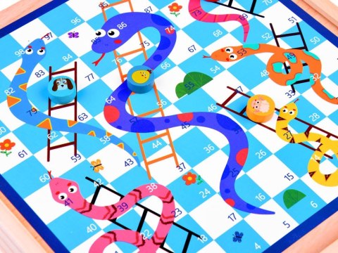 Drewniana gra planszowa zestaw 8w1 Szachy chińczyk węże i drabiny GR0494