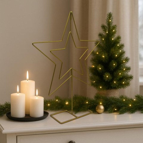 GWIAZDA DEKORACYJNA STOJAK METALOWA 50CM ZŁOTA MICA