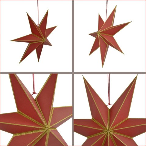 GWIAZDA DEKORACYJNA WISZĄCA PAPIEROWA FSC 18x60CM CZERWONA 7 RAMION MICA
