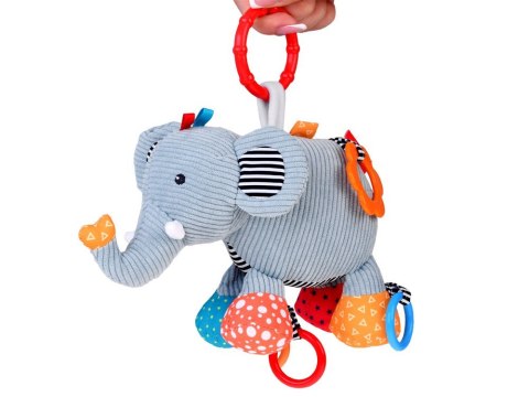 Sensoryczna zawieszka do wózka + grzechotka dla niemowlaka SŁONIK ZA5212
