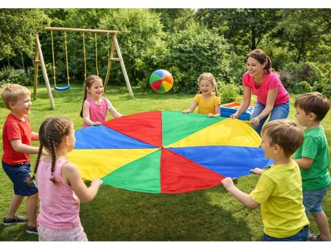 Kolorowa tęczowa Chusta Animacyjna 2m 8 uchwytów SP0862