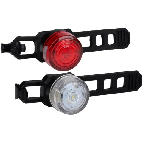 ZESTAW SILIKONOWYCH LAMP ROWEROWYCH LED PRZÓD I TYŁ OKRĄGŁE BLACK DUNLOP