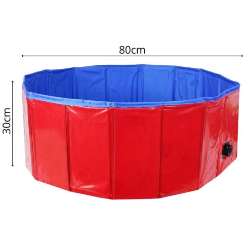 BASEN OGRODOWY SKŁADANY DLA PSA 80X30CM CZERWONY MAXPRO