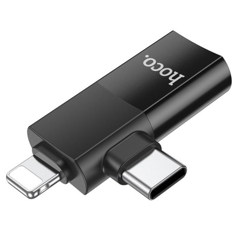Adapter OTG 2w1 USB C / Lightning do USB A Hoco UA17 czarny