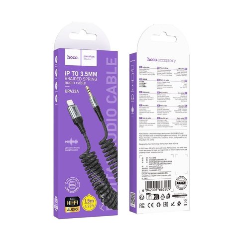 Kabel AUX Jack 3,5 mm do Lightning Hoco 1,5 m UPA33A czarny