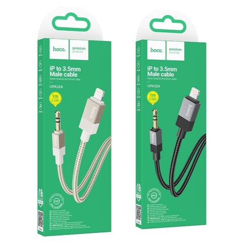 Kabel AUX Jack 3,5 mm (męski) do Lightning (męski) Hoco 1 m UPA32A złoty