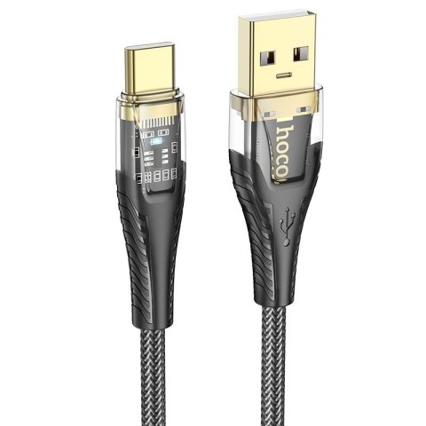 Kabel USB A do USB C Hoco 2,4A 1,2 m U121 czarny transparentny