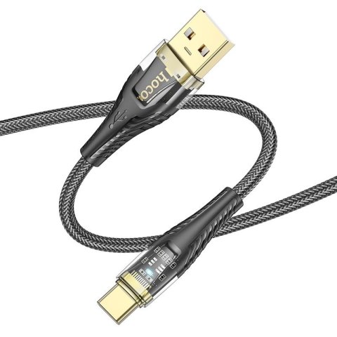 Kabel USB A do USB C Hoco 2,4A 1,2 m U121 czarny transparentny