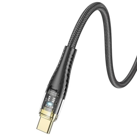 Kabel USB A do USB C Hoco 2,4A 1,2 m U121 czarny transparentny