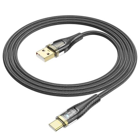 Kabel USB A do USB C Hoco 2,4A 1,2 m U121 czarny transparentny