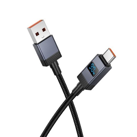 Kabel USB A do USB C Hoco 5A z wyświetlaczem 1 m X118 czarny