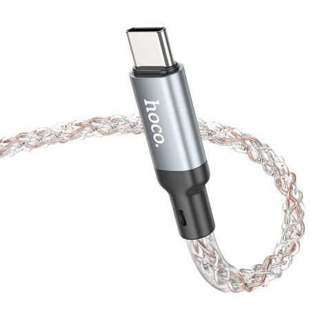 Kabel USB C do USB C Hoco 3A 60W LED 1 m U112 szary