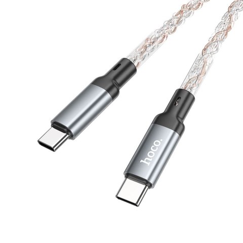 Kabel USB C do USB C Hoco 3A 60W LED 1 m U112 szary