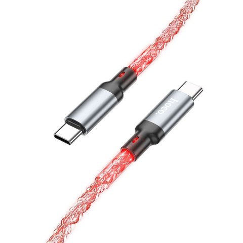 Kabel USB C do USB C Hoco 3A 60W LED 1 m U112 szary