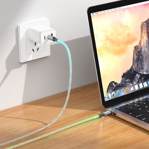 Kabel USB C do USB C Hoco 3A 60W LED 1 m U112 szary