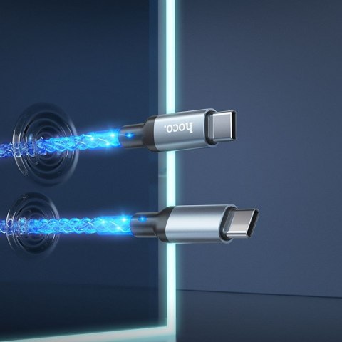 Kabel USB C do USB C Hoco 3A 60W LED 1 m U112 szary