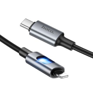 Kabel USB z diodami LED USB C do Lightning Hoco PD 27W 1,2 m U144 czarny