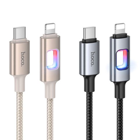 Kabel USB z diodami LED USB C do Lightning Hoco PD 27W 1,2 m U144 czarny