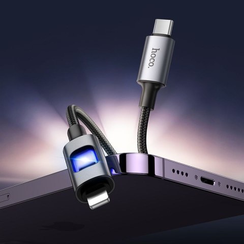 Kabel USB z diodami LED USB C do Lightning Hoco PD 27W 1,2 m U144 czarny