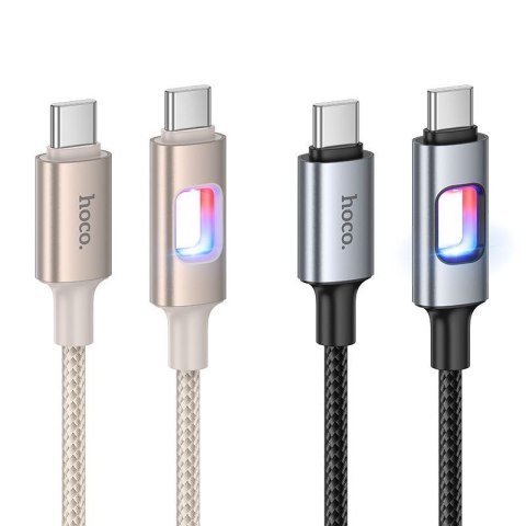 Kabel USB z diodami LED USB C do USB C Hoco 3A 60W 1,2 m U144 czarny