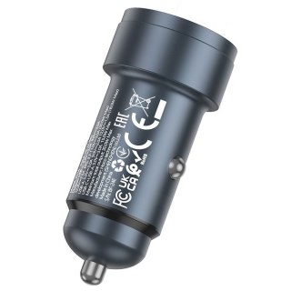Ładowarka samochodowa Hoco USB A + USB C QC3.0 PD 3A 30W Z57A szara