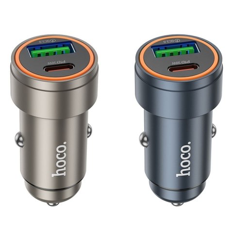 Ładowarka samochodowa Hoco USB A + USB C QC3.0 PD 3A 30W Z57A szara