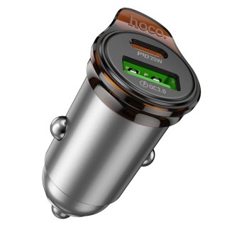 Ładowarka samochodowa Hoco USB A + USB C QC3.0 PD 43W NZ16A szara