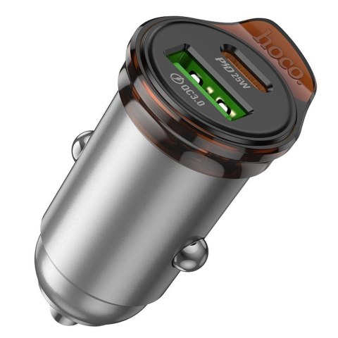 Ładowarka samochodowa Hoco USB A + USB C QC3.0 PD 43W NZ16A szara