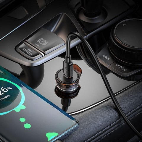 Ładowarka samochodowa Hoco USB C QC PD 30W NZ16 szara