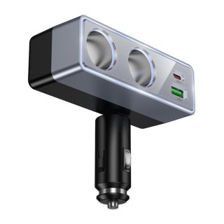 Ładowarka samochodowa Hoco z rozdzielaczem 1xUSB A + 1xUSB C + 2 porty zapalniczki QC3.0 PD max 240W/24V Z65B czarna