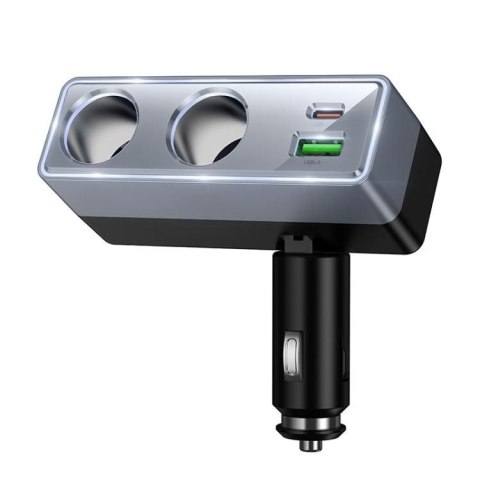 Ładowarka samochodowa Hoco z rozdzielaczem 1xUSB A + 1xUSB C + 2 porty zapalniczki QC3.0 PD max 240W/24V Z65B czarna