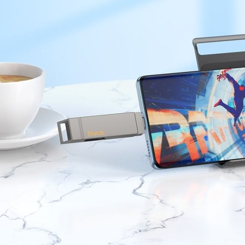 Pendrive 128GB USB 3.2 (USB A + USB C) Hoco UD15 szary