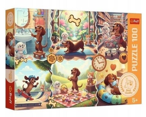 Puzzle 100 Długi dzień jamnika TREFL