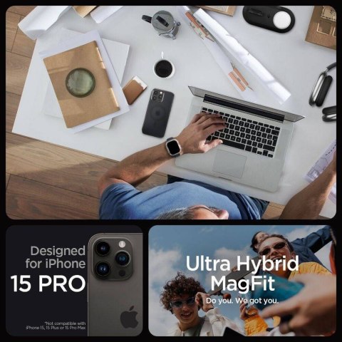 SPIGEN futerał ULTRA HYBRID MAG kompatybilny z MagSafe do IPHONE 16 Pro frost black
