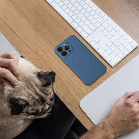 Futerał do iPhone 12 Silicone Mag Cover zgodny z MagSafe niebieski